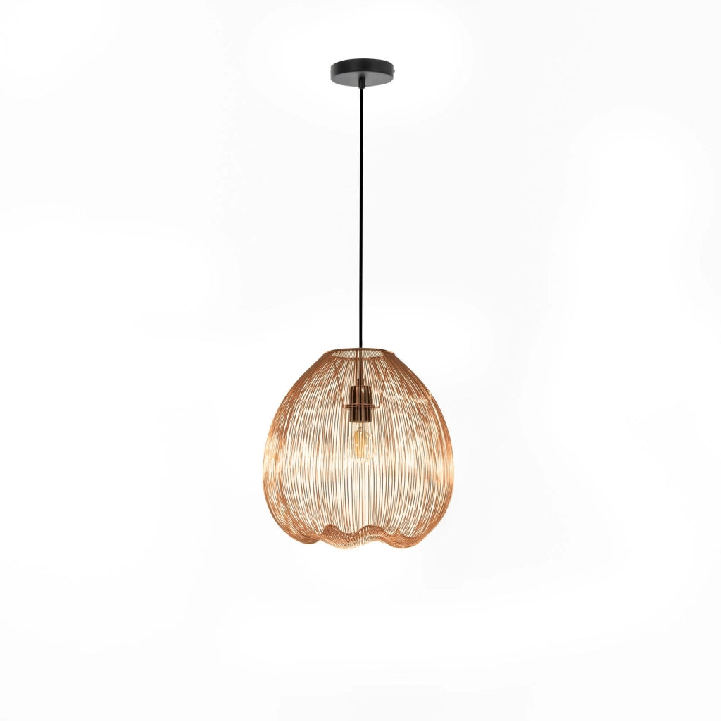 Lampada a Sospensione 35x35xH150 cm in Metallo Jaula Ottone Lucido