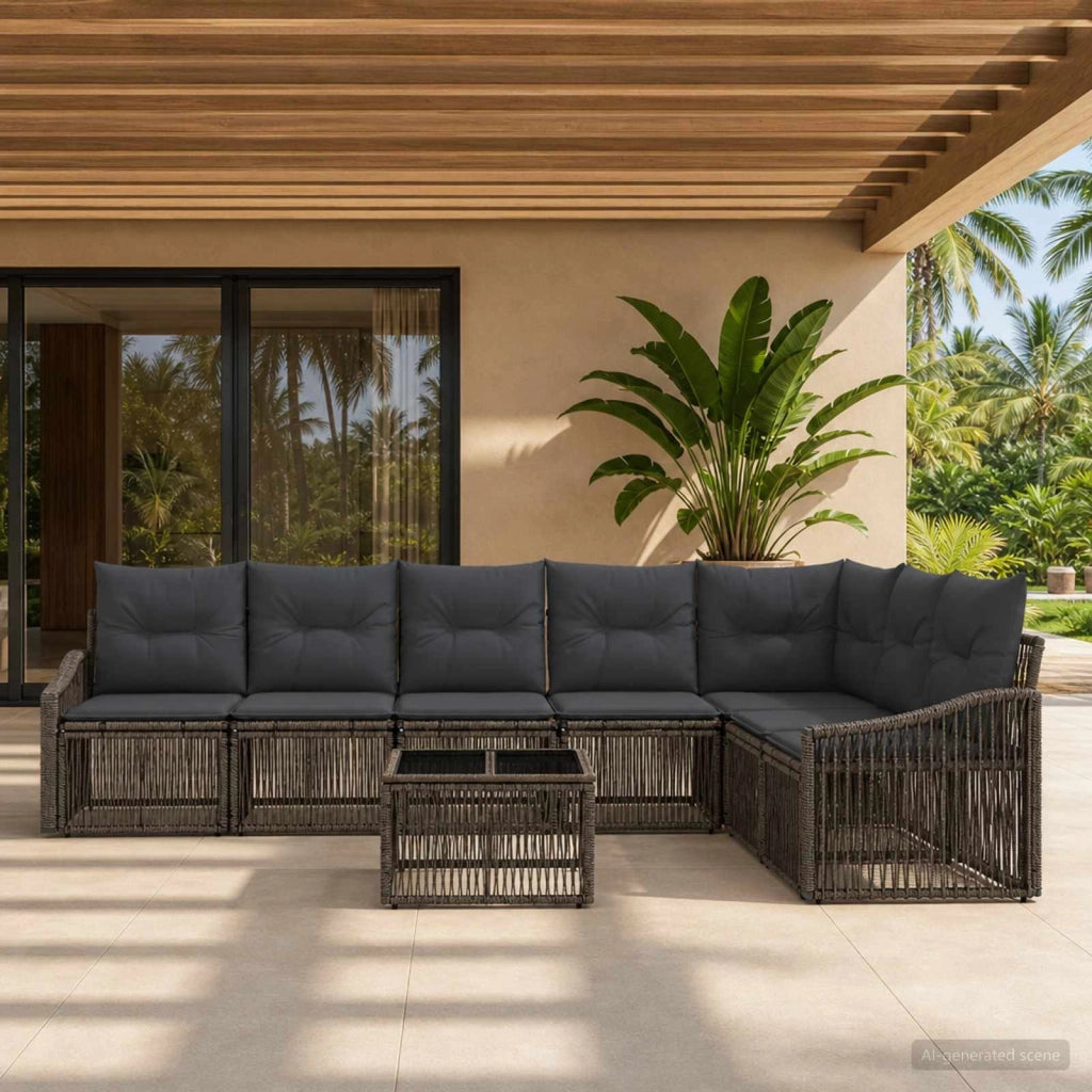 Set Divano da Giardino 8 pz Grigio polyrattan 3436019