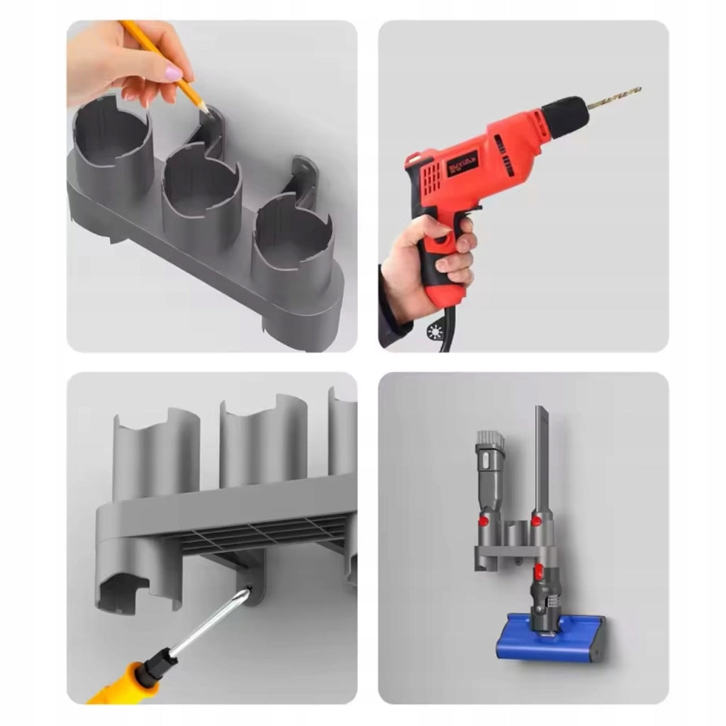 Supporto a Parete per Accessori compatibile con Aspirapolvere Dyson V7 V8 V10 V11 V15 – Organizer 3 Slot