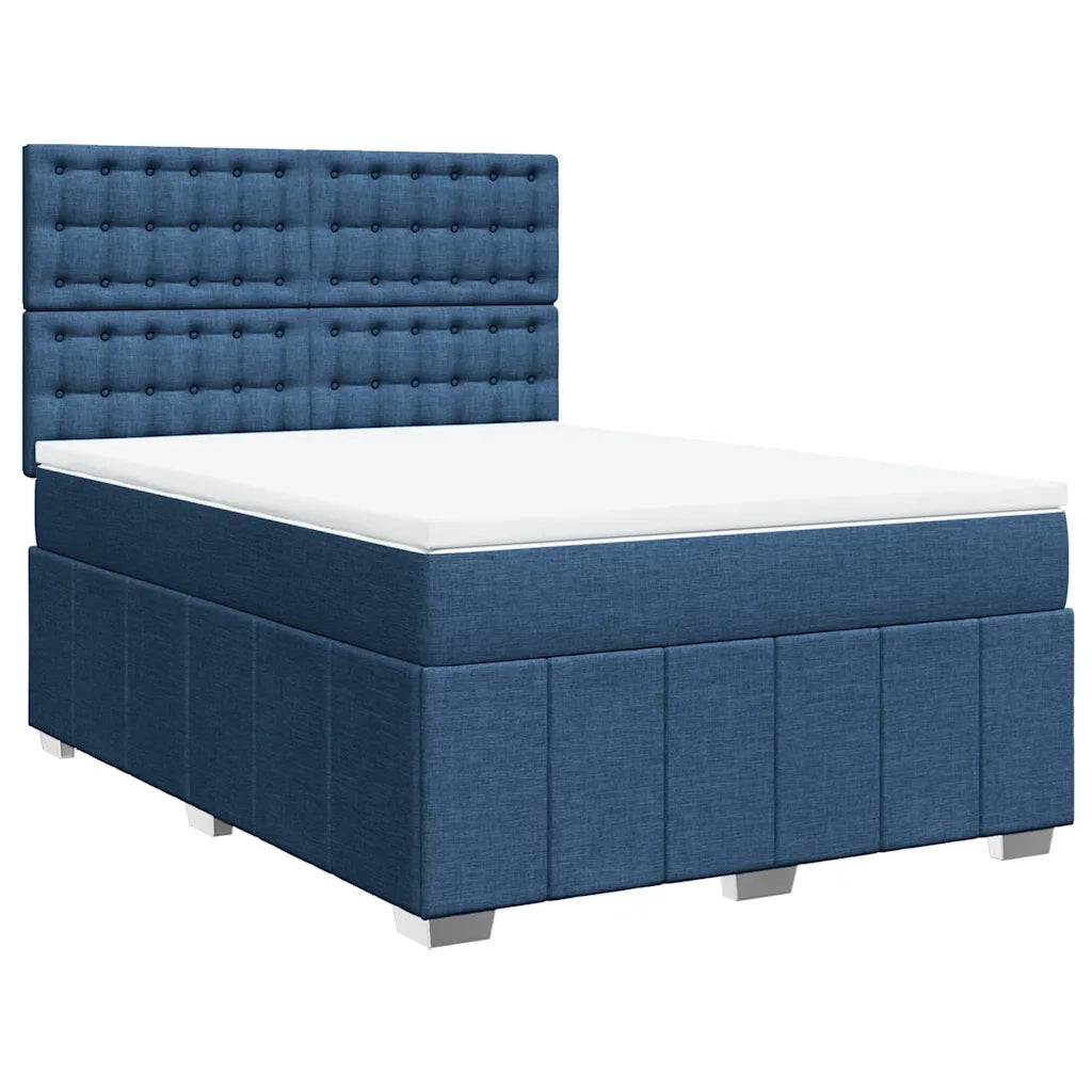 vidaXL Giroletto a Molle con Materasso Blu 160x200 cm in Tessuto