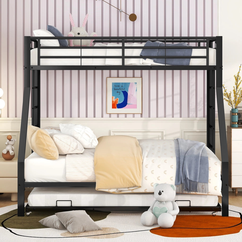 Letto a castello in metallo con letto estraibile 90/140x200 cm; nero