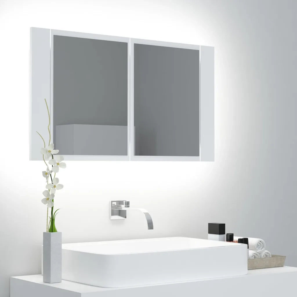 Armadietto a Specchio | Armadio da bagno con Luci LED Bianco 80x12x45 in Acrilico