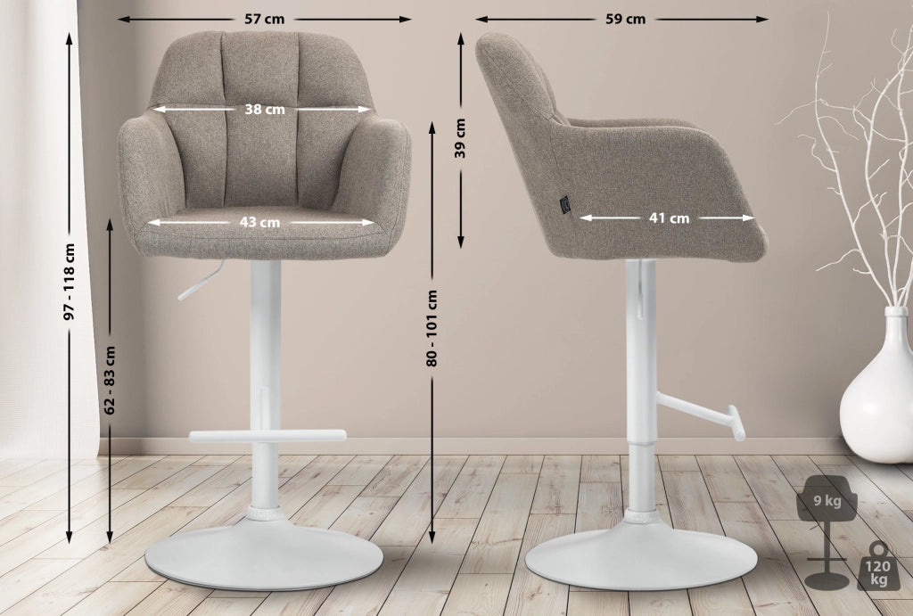 Barhocker Natoma Stoff weiЯ