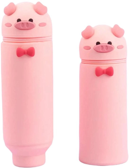 Etui in silicone per matite, Etui kawaii con animali, Etui per matite in silicone morbido, Etui unisex con capacità e contenitore per matite, Etui kawaii con animali, Regali per bambini (Vitello)