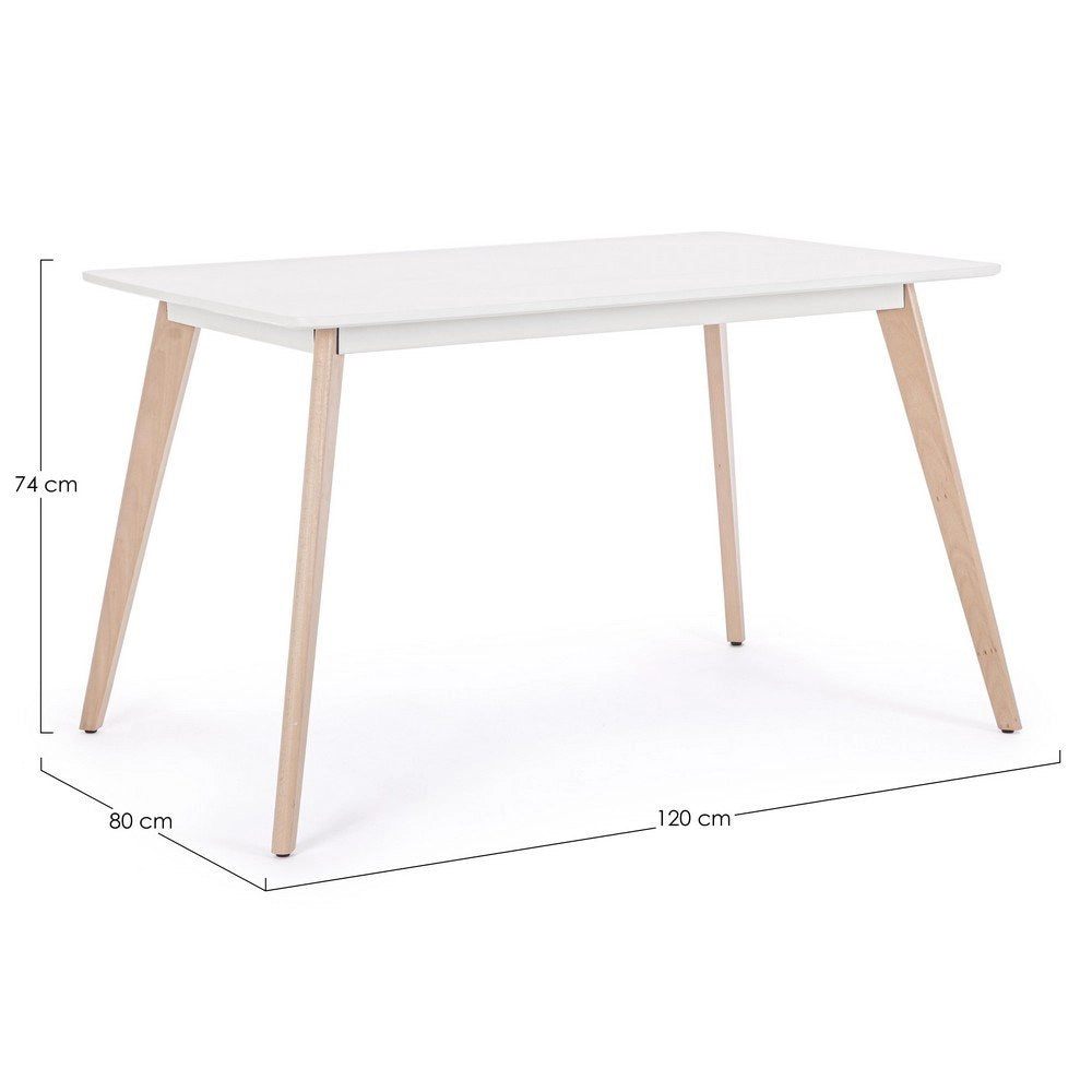 Tavolo Legno Bianco Scandinavo da Interno 120x80 - AURORA