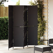 Pannello Separatore 4 Pannelli Pieghevole Nero 195x180 cm Polirattan