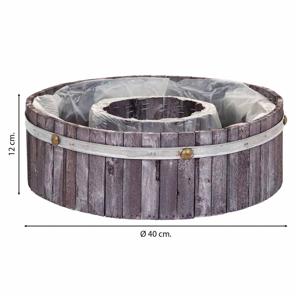 Cestino tondo in legno grigio 40x40x12h