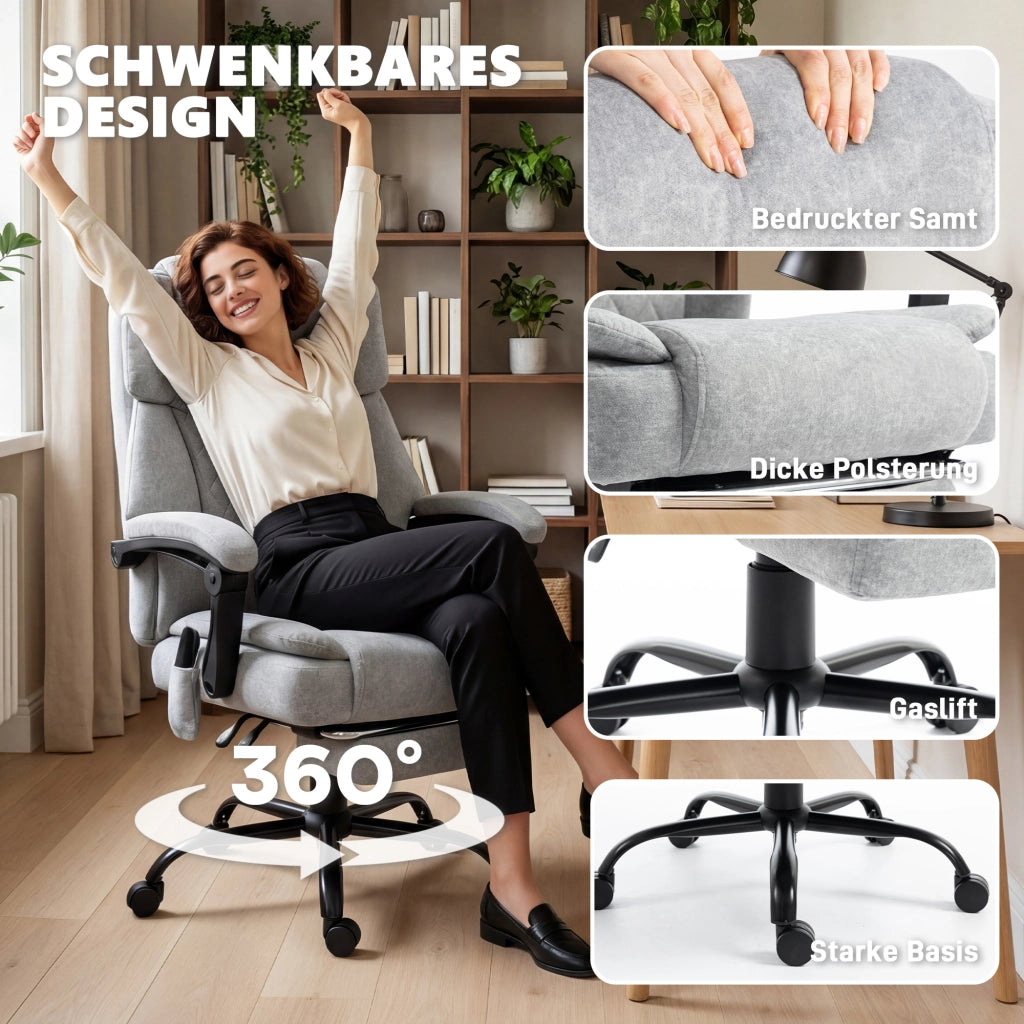 Sedia da ufficio con massaggio ¨C zephmum ¨C grigio, imbottita, regolabile