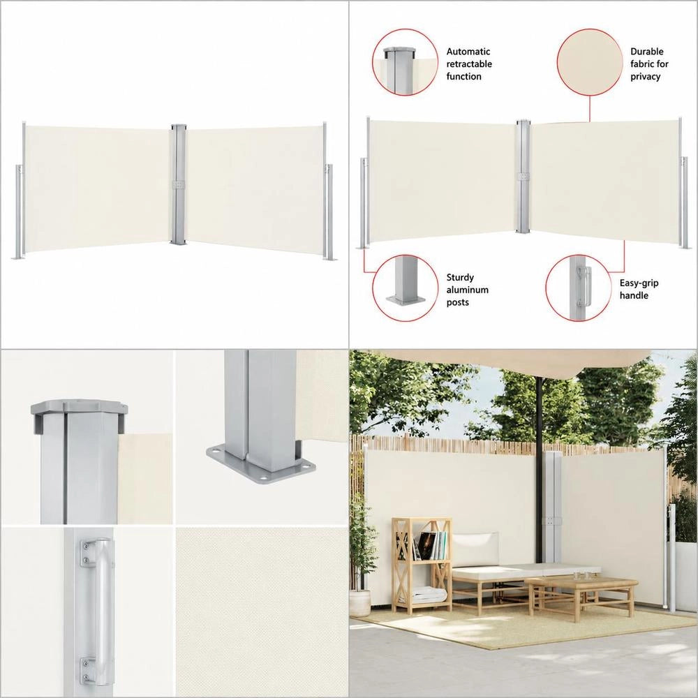 Extendable Side Awning, Cream, 140 X 1000 Cm
