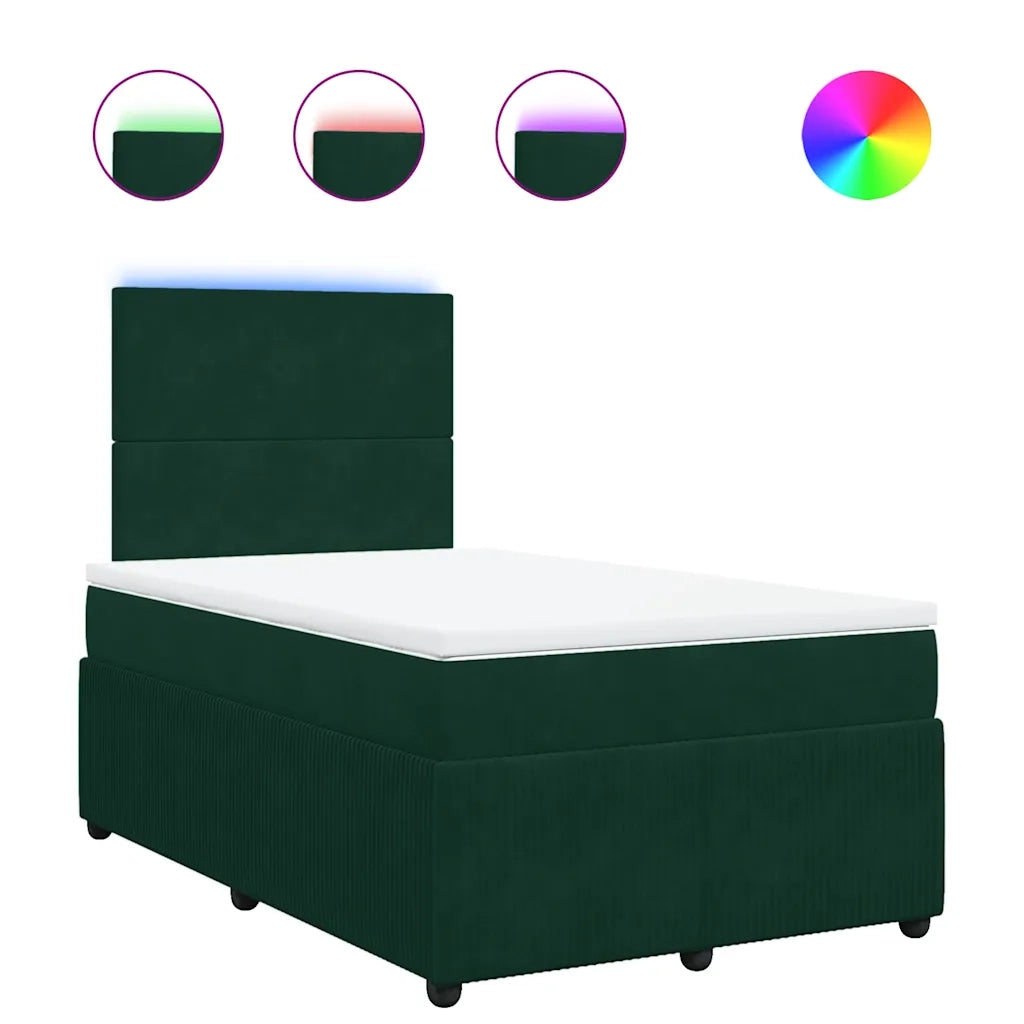 Giroletto a Molle con Materasso Verde Scuro 120x200 cm Velluto