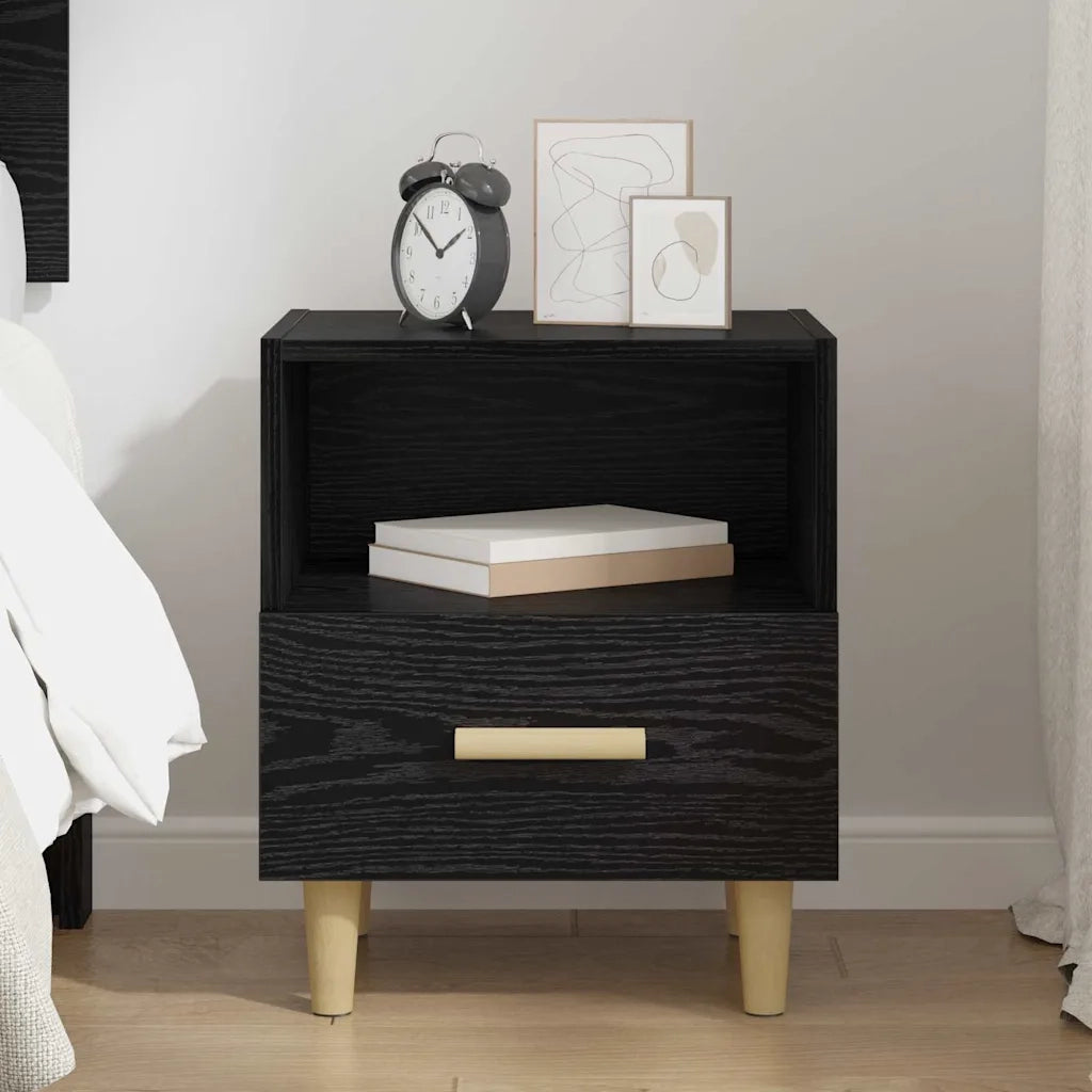 Armadio da Notte Rovere Nero 40 x 35 x 47 cm Legno multistrato