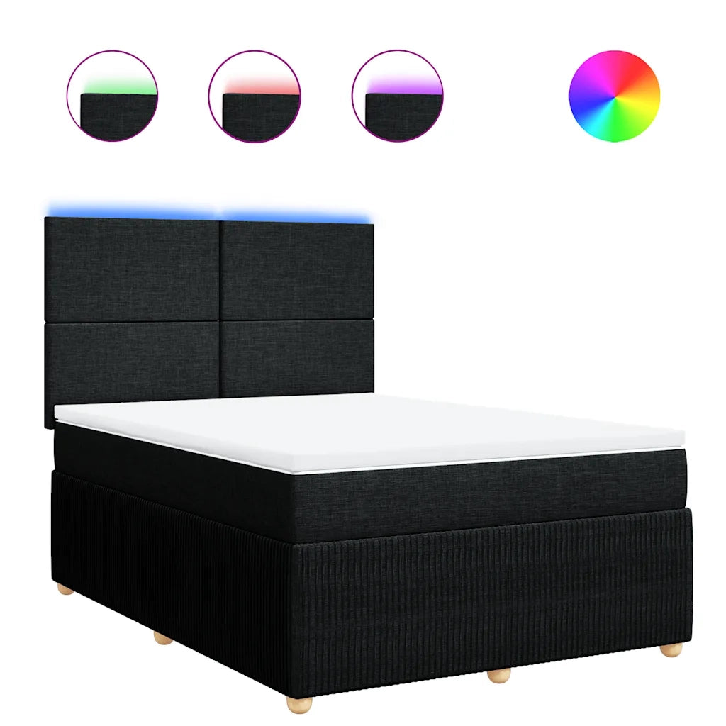 Giroletto a Molle con Materasso Nero 140x190 cm in Tessuto