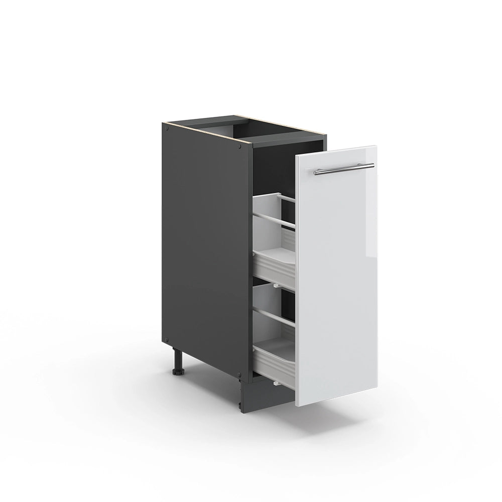 Armadio cucina dispensa alto Fame-Line Bianco lucido/Antracite 30 cm, PL Marmo Vicco