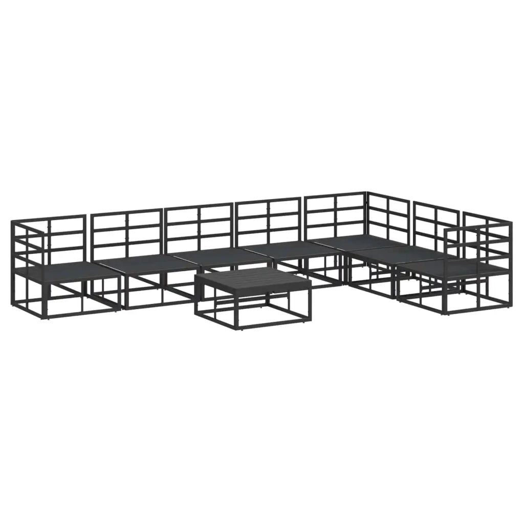 Set Divano da Giardino con cuscino 8 pcs Nero Alluminio 3378873