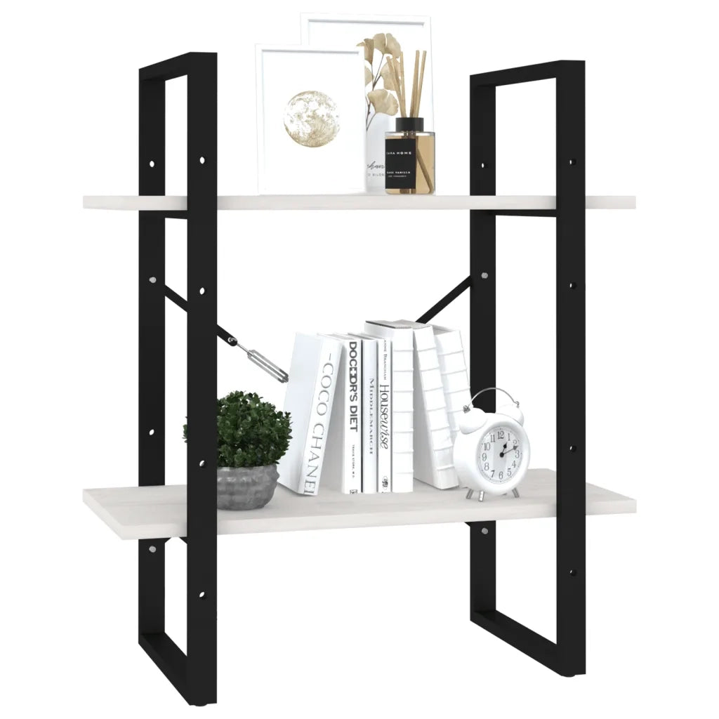 Libreria a 2 Ripiani Bianca 60x30x70 cm in Massello di Pino 806433