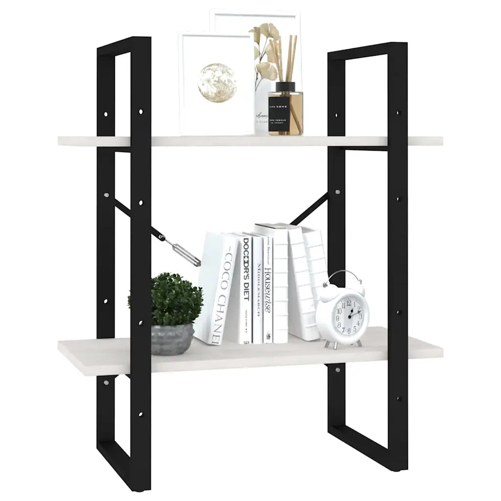 Libreria a 2 Ripiani Bianca 60x30x70 cm in Massello di Pino 806433