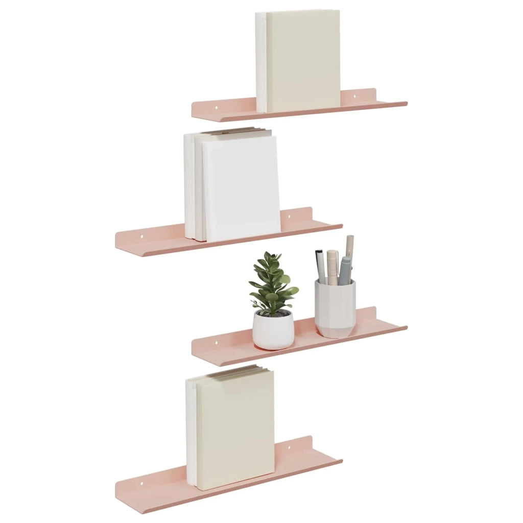 4 pz Mensola | Ripiano | Scaffale sospesa Rosa 40 x 8,5 x 2,5 cm Acciaio