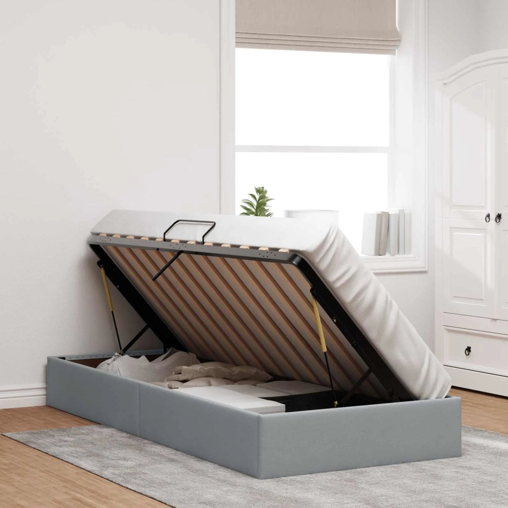 Letto ottomano Grigio chiaro 100 x 200 cm Tessuto 3442802