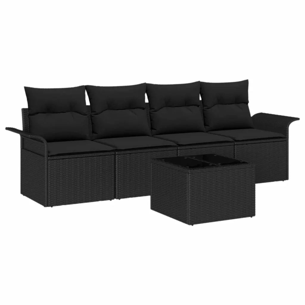 Set di divani con cuscino 5 pcs Nero polyrattan 3345233