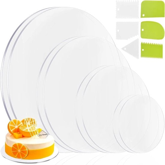 Set di 8 piatti da torta in acrilato trasparente con 6 forchette, ideale per torte, piatti da torta di 10/15/20/25 cm, perfetto per il servizio di torte e tartine