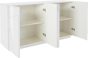 Credenza 4 Ante Battenti 162,4x44,2x86 cm Ping Bianco Lucido