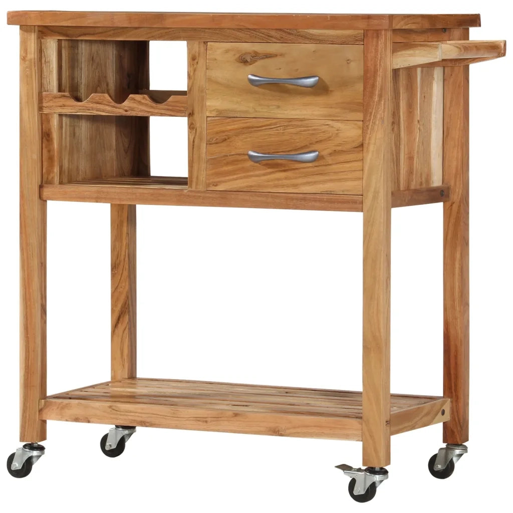 Carrello da Cucina 80x45x91 cm in Legno Massello di Acacia cod mxl 55570