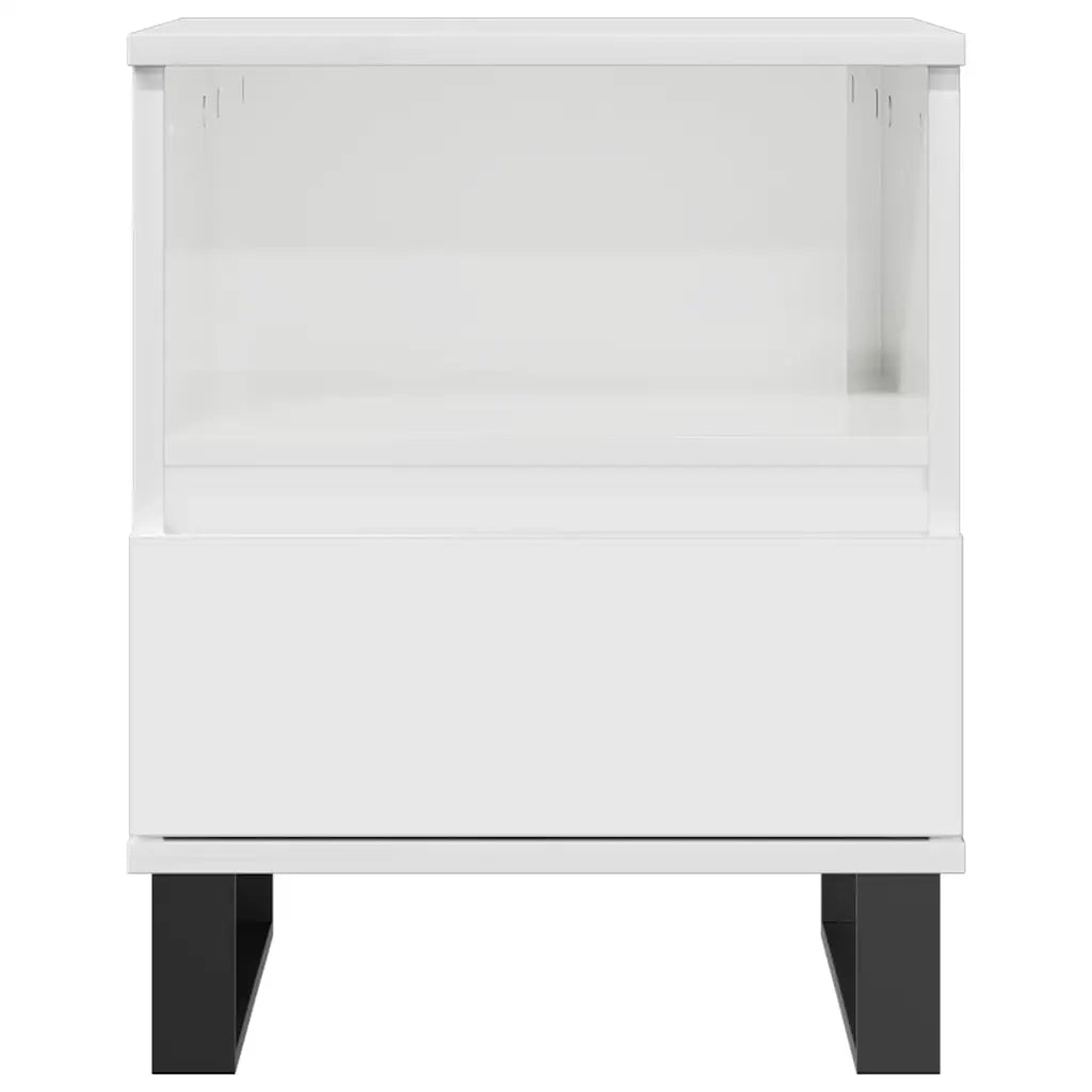 Comodino Bianco Lucido 40x35x50 cm in Legno Multistrato 830640