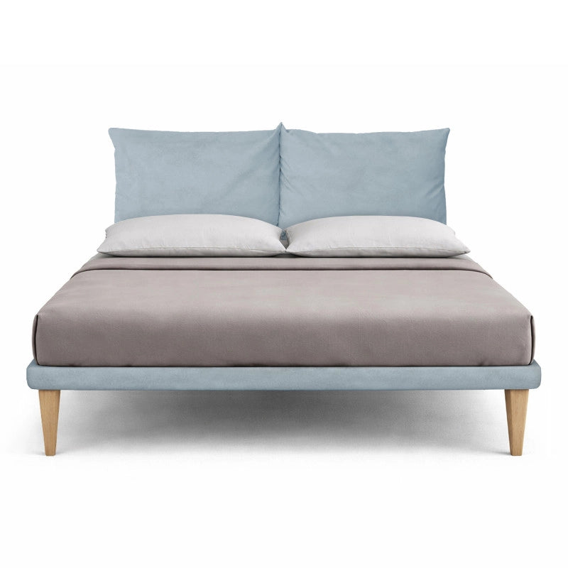 Letto imbottito Matrimoniale 180x190 cm Soft - Con rete,Microfibra,Azzurro