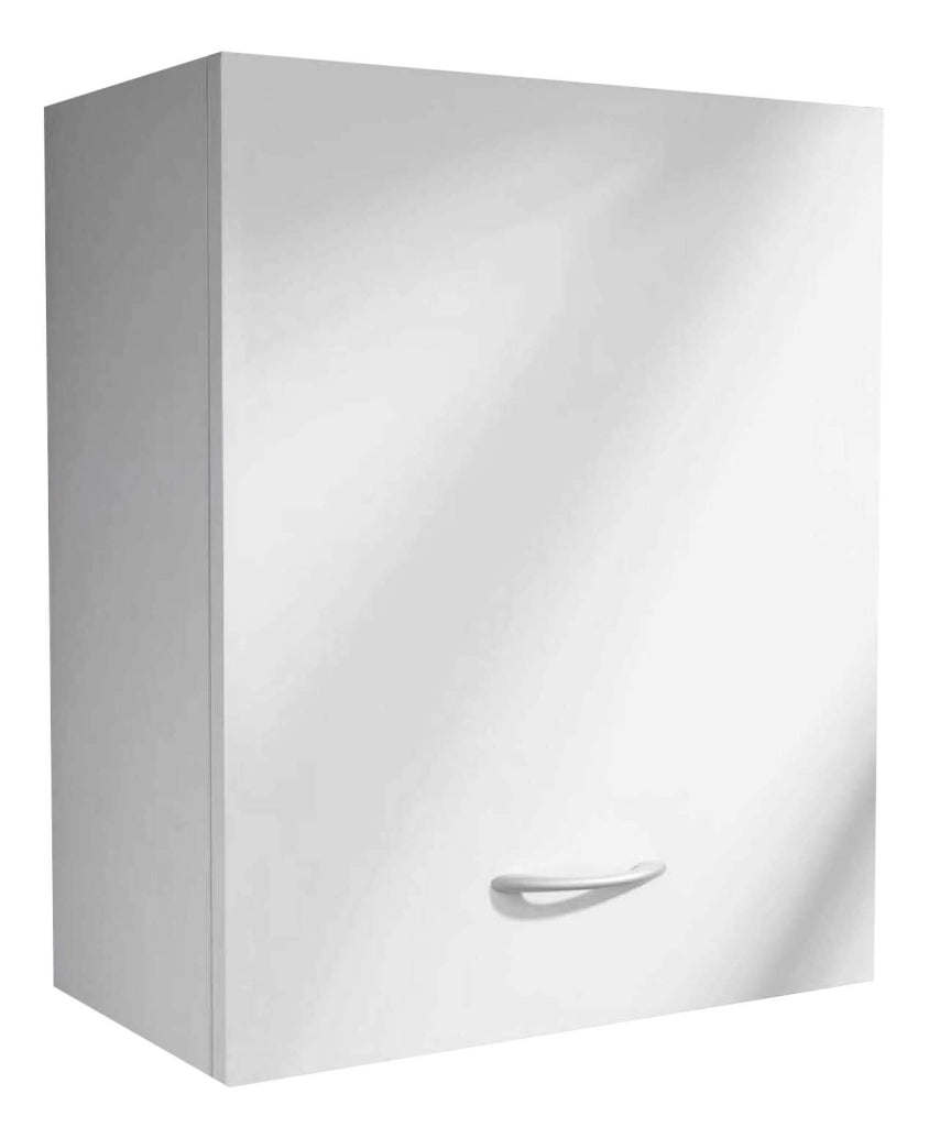Mobile Pensile da Bagno 1 Anta in Nobilitato 48x48 cm Apertura Sinistra Ambrosini Perla Bianco Opaco