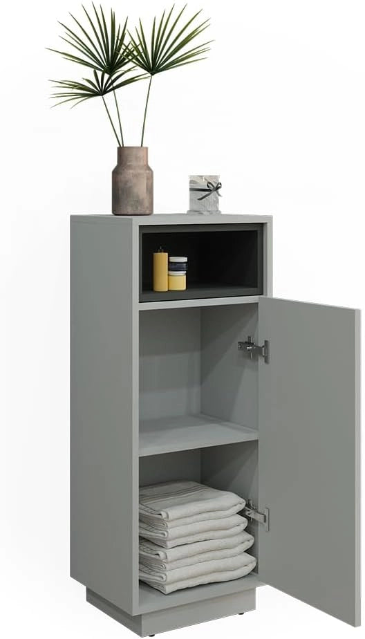 Mobiletto bagno Beatrice, Grigio, 38 x 93 cm, per la conservazione in bagno abbinabile alla serie Beatrice
