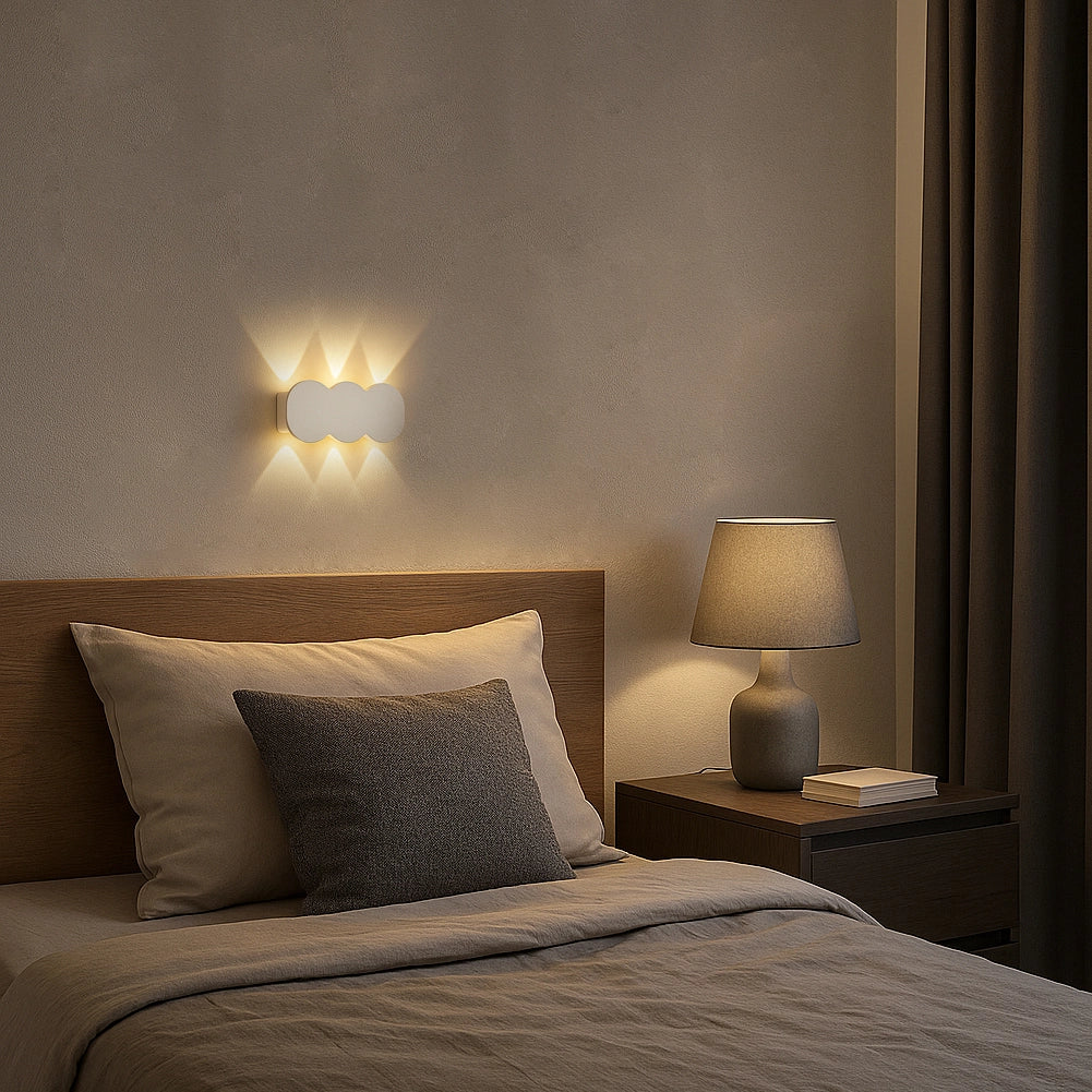 Applique da Muro 6 Led Lampada a Parete Bianca con Luce Bianco Caldo 15x8x3cm