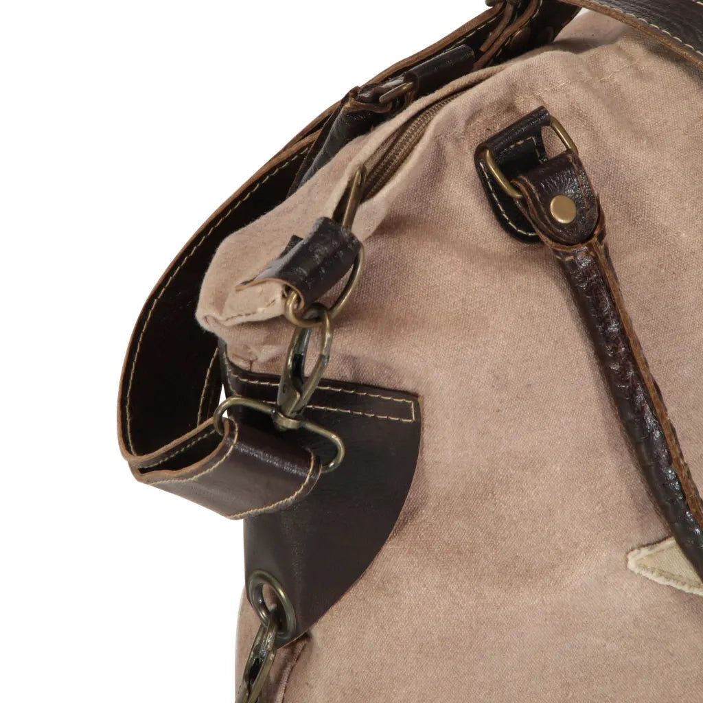 Borsa Shopper Marrone 41x63cm in Tela e Vera Pelle 247768