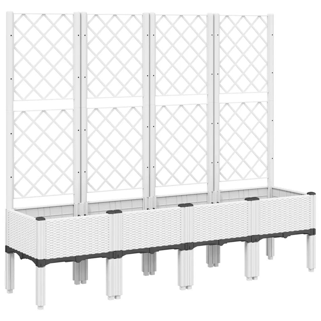 Fioriera da Giardino con Traliccio Bianco 160x40x142 cm in PPcod mxl 91751