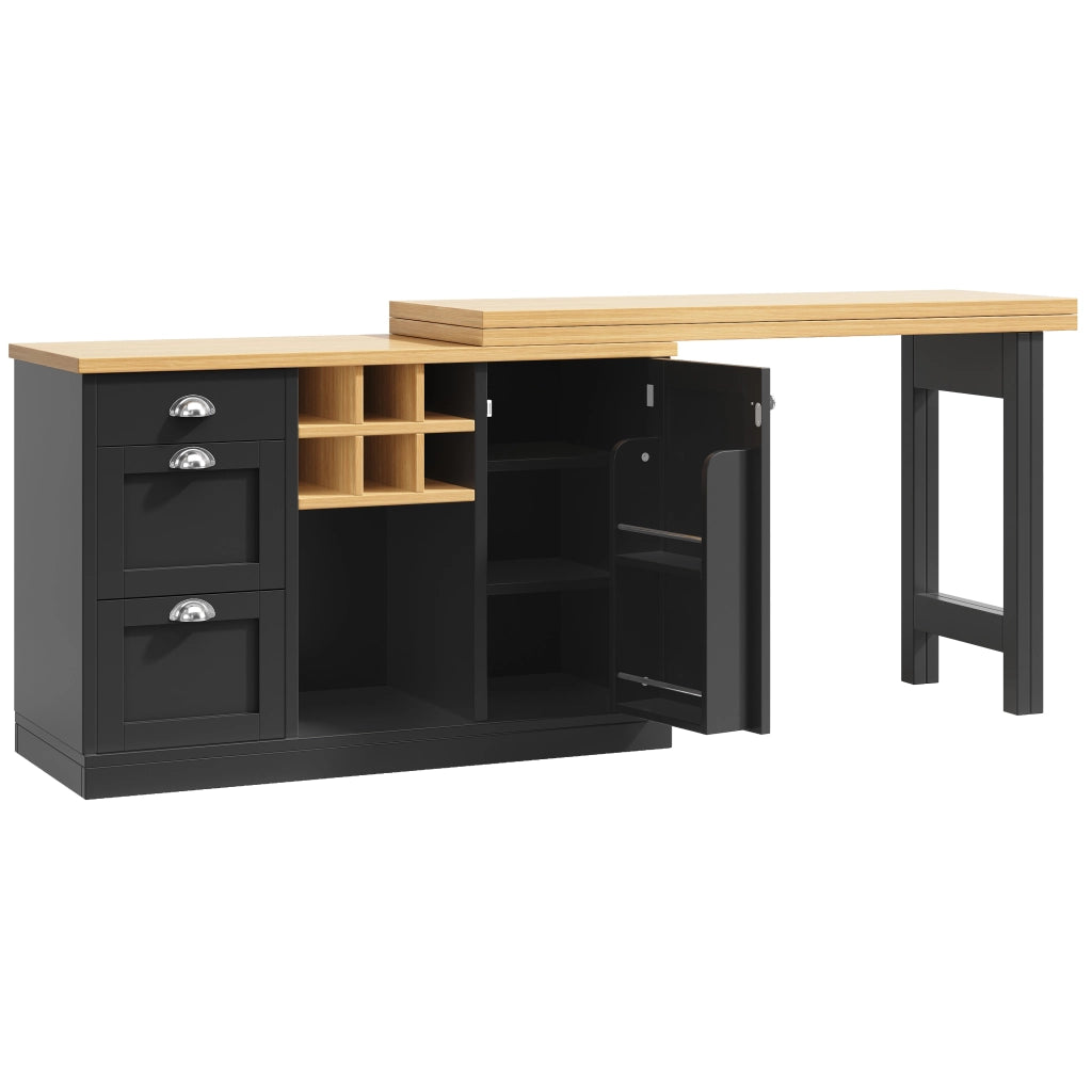 Tavolo da pranzo estensibile con contenitore; isola cucina girevole a 360°; 120 × 40 × 74 cm