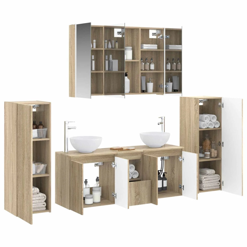 Set di mobili per il bagno 6 pcs Rovere Sonoma 3407153
