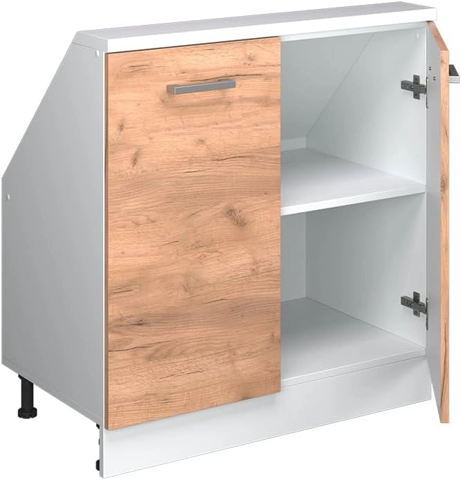 Mobile sottotetto Rion, Quercia dorata/bianco, con 2 porte