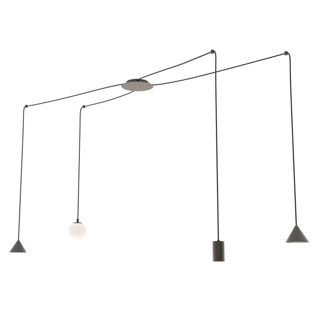 Lampada a sospensione Fuji in acciaio nero