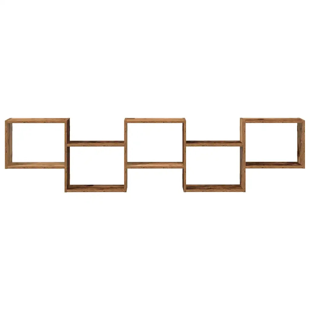 Mensola a Cubo da Parete 5 Scomparti Truciolato Legno Antico 860002