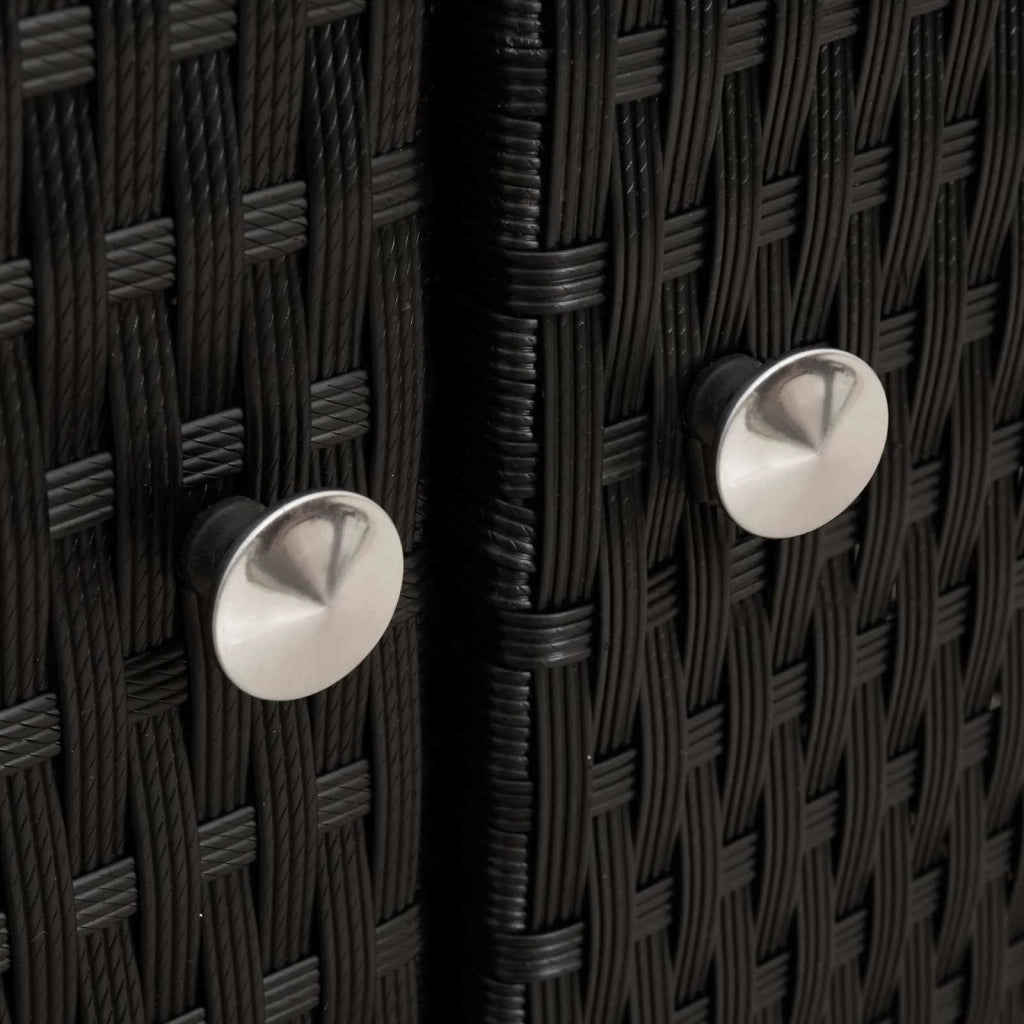 Armadietto Nero 70 x 50 x 87 cm Poliestere e Rattan Roly