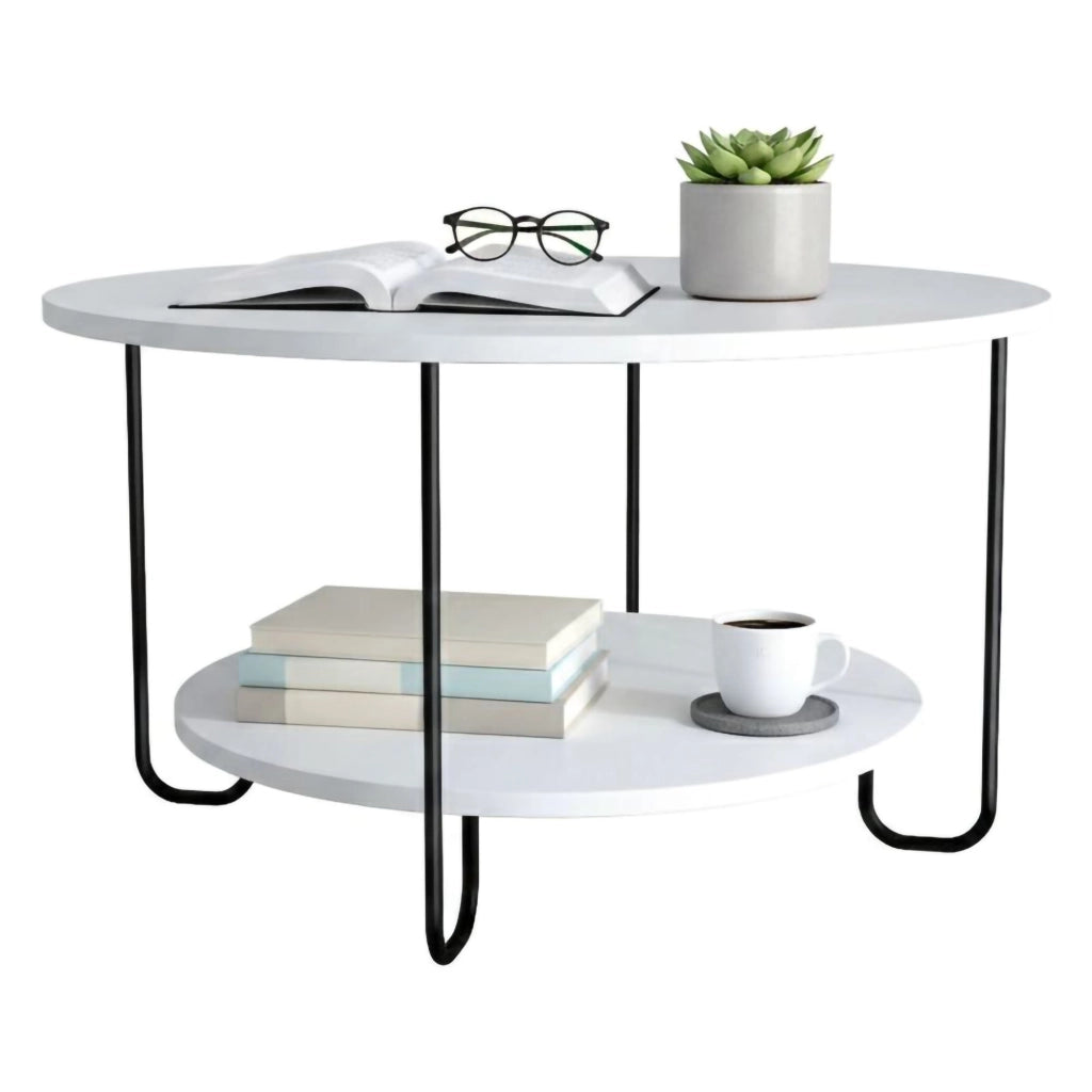 Plodio, Tavolino da Salotto un Vano, 80x80x45h cm Bianco
