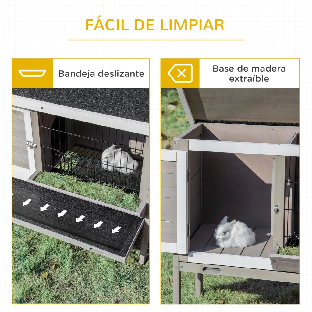 Conejera Jaula Elevada per Animali Piccoli ¨C zephmum ¨C Grigio 91x46x71 cm