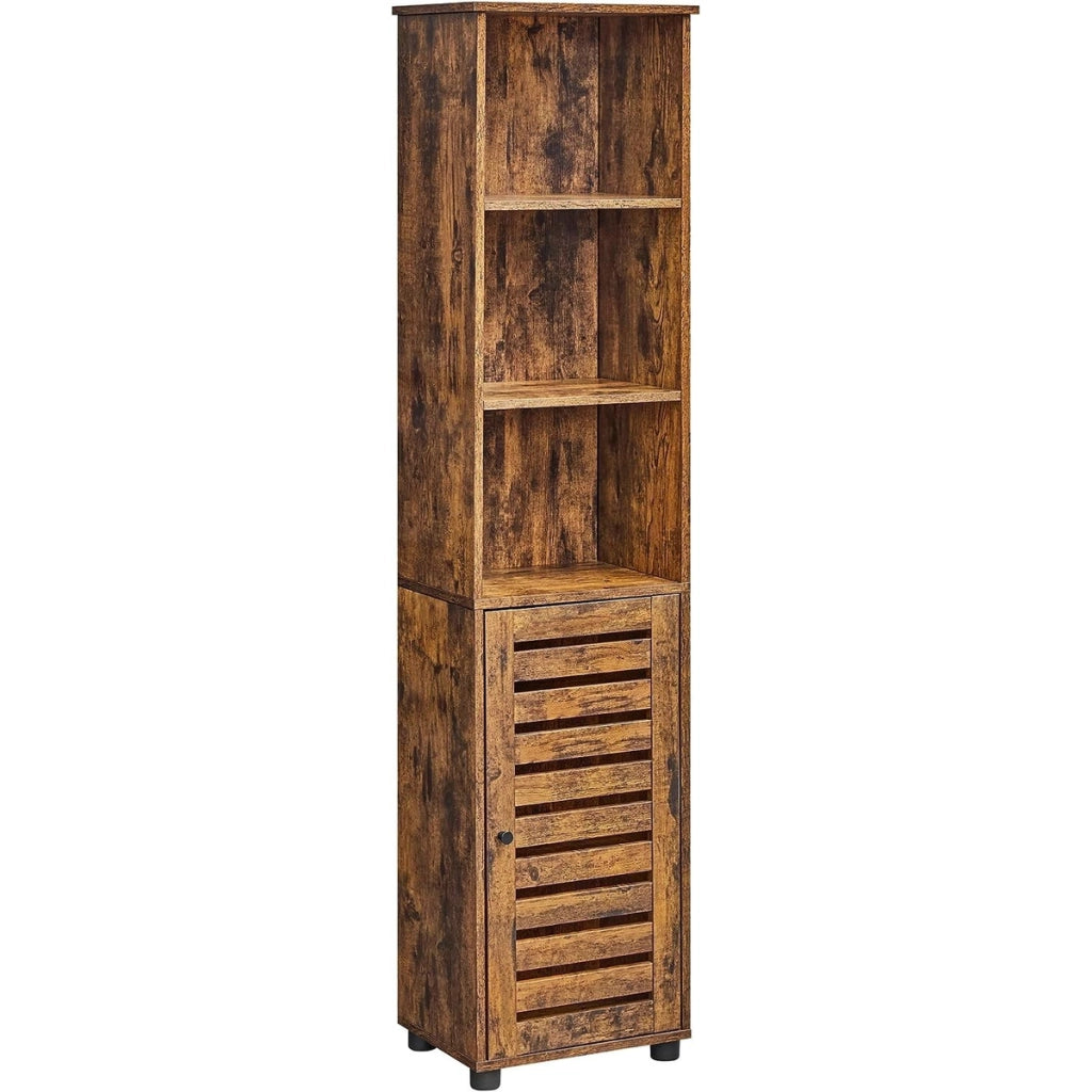Colonna Bagno Loft in Legno Rustico con Ante a Persiana