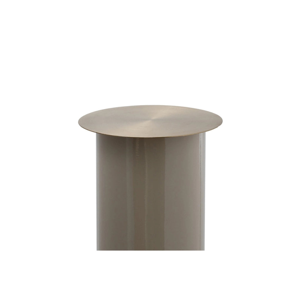 Portacandela da terra Art Deco in metallo Taupe e Oro
