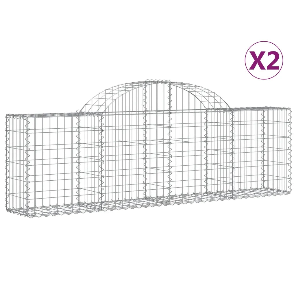 Cesti Gabbioni ad Arco 2 pz 200x30x60/80 cm Ferro Zincato 3146068
