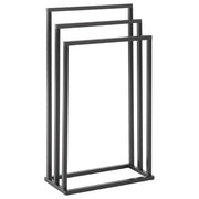 Porta asciugamani in acciaio Nero opaco e legno scuro 3 binari Accessori bagno Porta asciugamani in piedi dal design moderno