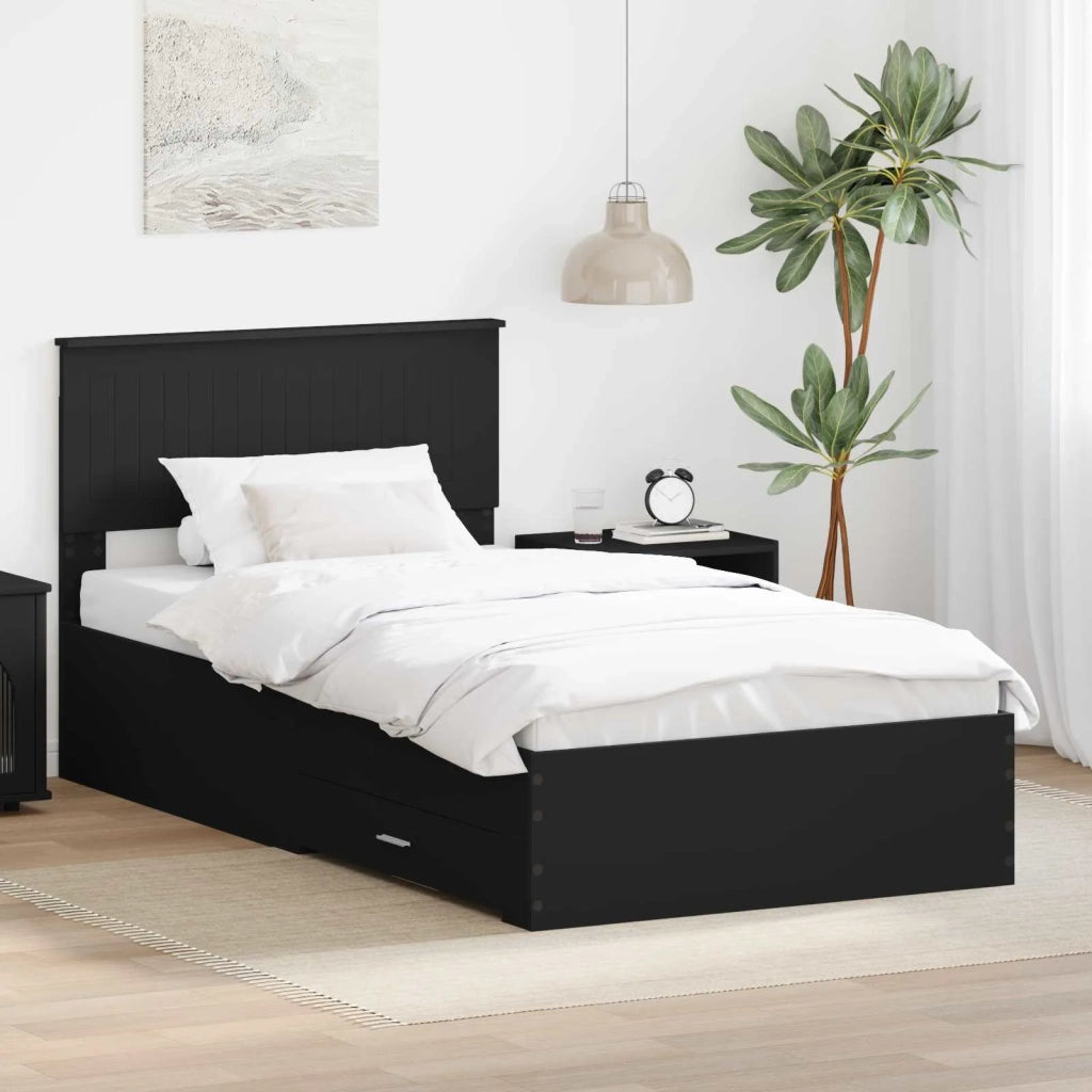 Struttura del letto con testiera Nero e Argento 100 x 200 cm 3410932