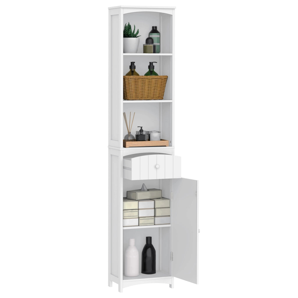 Mobiletto a Colonna Bagno in MDF Bianco con 3 Ripiani ¨C zephmum ¨C 34x24x170cm