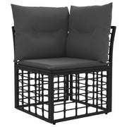 Set di divani da esterno 6 pz | Set Salotto da Giardino Nero e Grigio scuro Poliestere