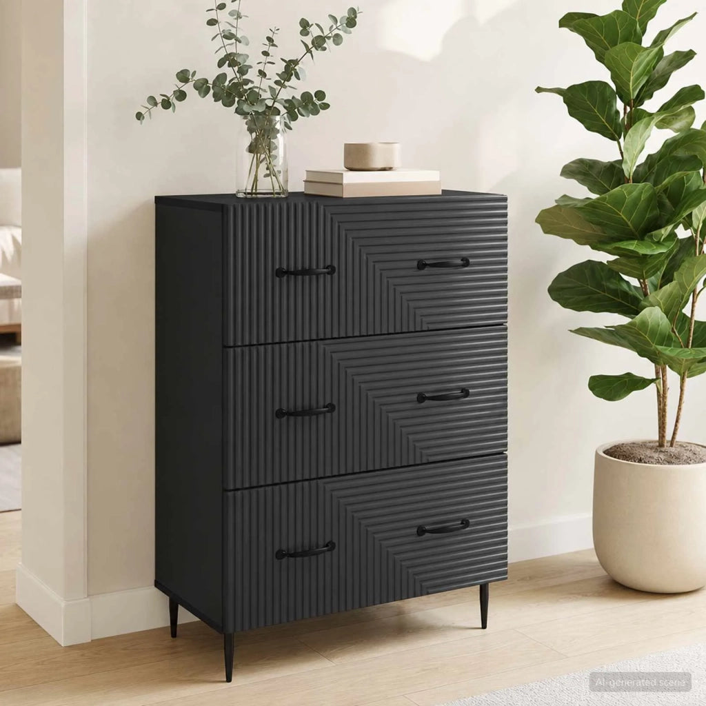 Mobile con Cassetti Nero 66 x 34,5 x 89,5 cm 894836