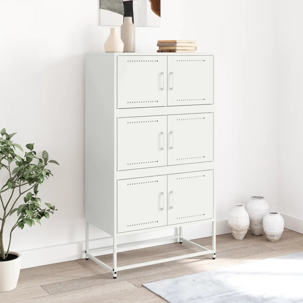Credenza-Buffet-Armadio da cucina Bianca 68,5x38,5x123,5 in Acciaio